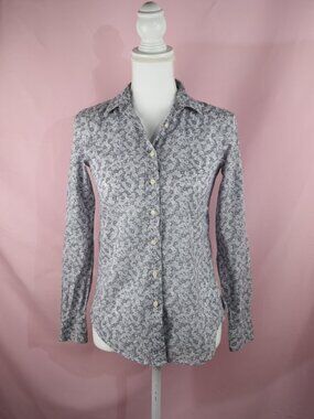 Gap Women's Gray/Blue/White Floral Print Button Up Blouse | Size XS